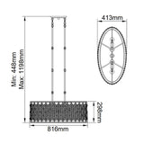 Bauhinia Crystal Pendant Light with Burnished Silver Finish