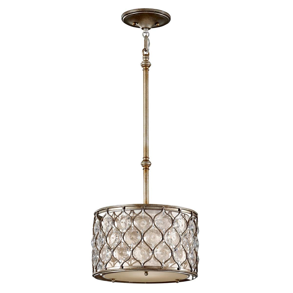 Elegantly Crafted Crystal Shade Pendant Lamp in Burnished Silver Finish