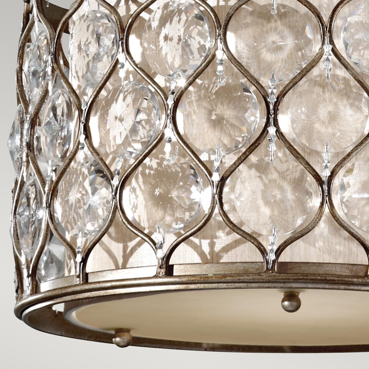 Elegantly Crafted Crystal Shade Pendant Lamp in Burnished Silver Finish