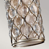 Elegant Burnished Silver Crystal Cylinder Pendant Lamp with Bauhinia Accents