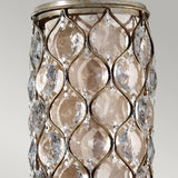 Elegant Burnished Silver Crystal Cylinder Pendant Lamp with Bauhinia Accents