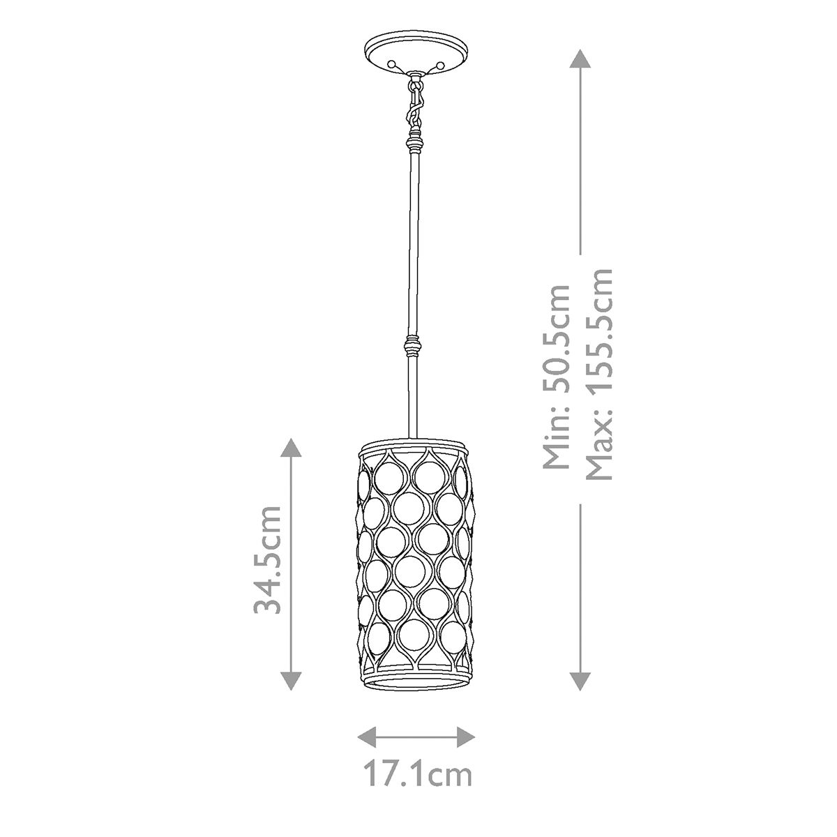 Elegant Burnished Silver Crystal Cylinder Pendant Lamp with Bauhinia Accents