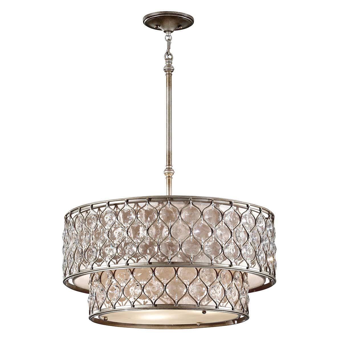 Elegant Two-Tier Silver Crystal Chandelier with Light Diffusers