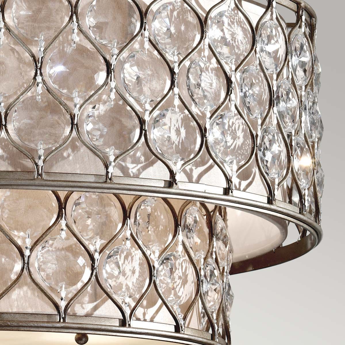 Elegant Two-Tier Silver Crystal Chandelier with Light Diffusers