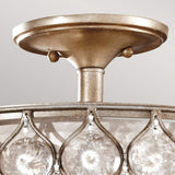 Elegant Burnished Silver Semi-Flush Lamp with Crystal Sunflower Shade