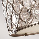 Elegant Burnished Silver Semi-Flush Lamp with Crystal Sunflower Shade