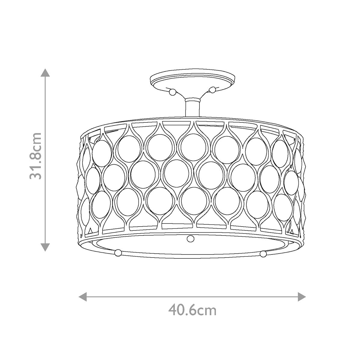 Elegant Burnished Silver Semi-Flush Lamp with Crystal Sunflower Shade