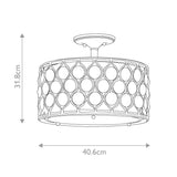 Elegant Burnished Silver Semi-Flush Lamp with Crystal Sunflower Shade