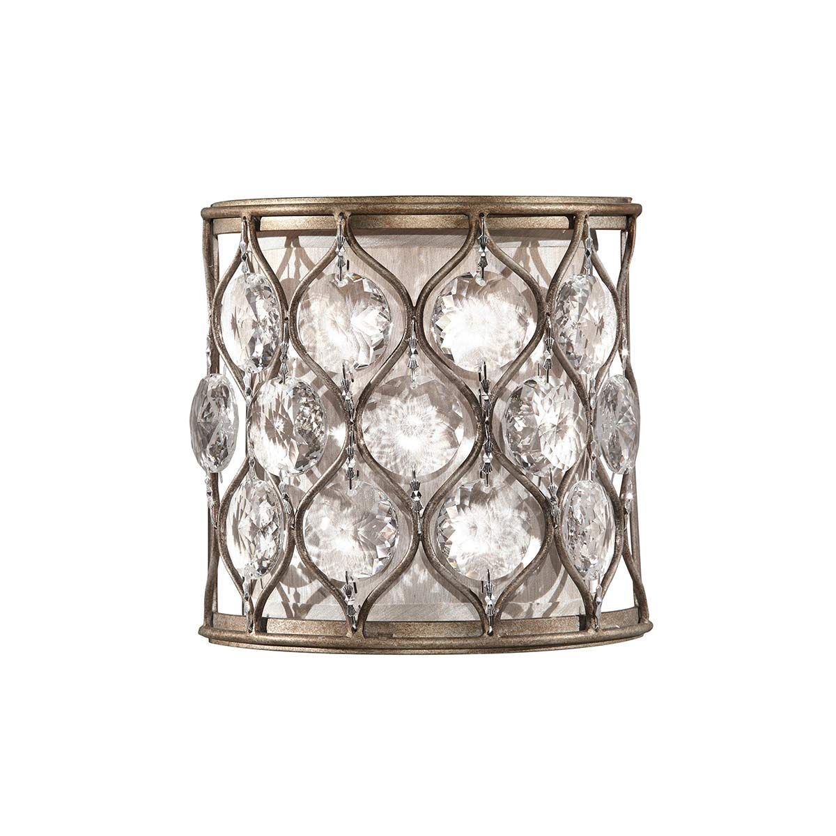 Glistening Sunflower Crystal Wall Light in Burnished Silver Finish