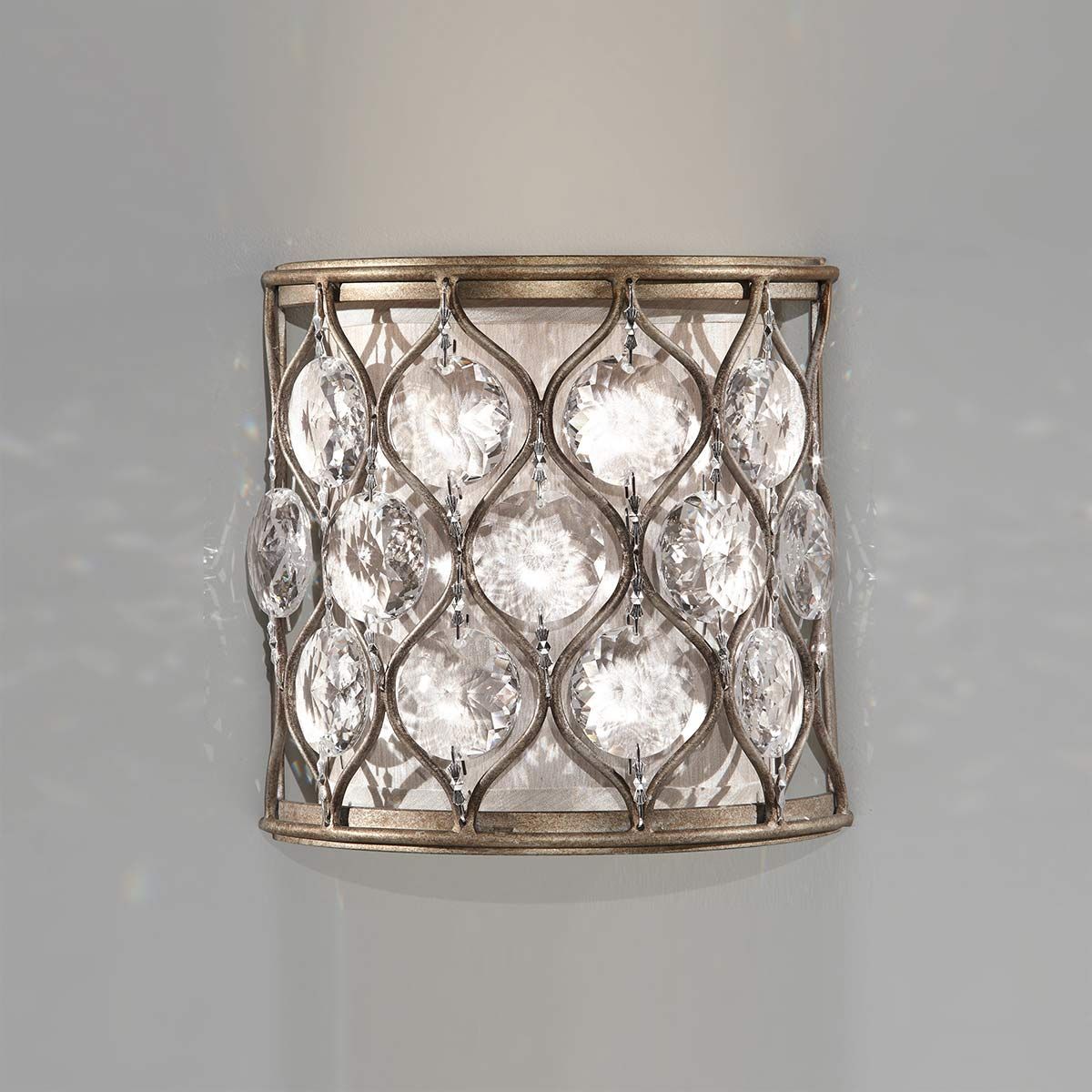 Glistening Sunflower Crystal Wall Light in Burnished Silver Finish