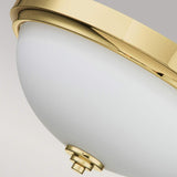 Malibu Twin Light Polished Brass Flush Ceiling Fixture