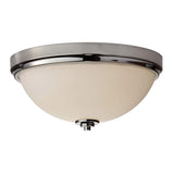 Sleek Chrome Flush Ceiling Light with Etched Opal Glass Shade