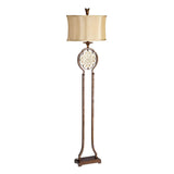 Elegant Bronze Filigree Floor Lamp with Sand Shade