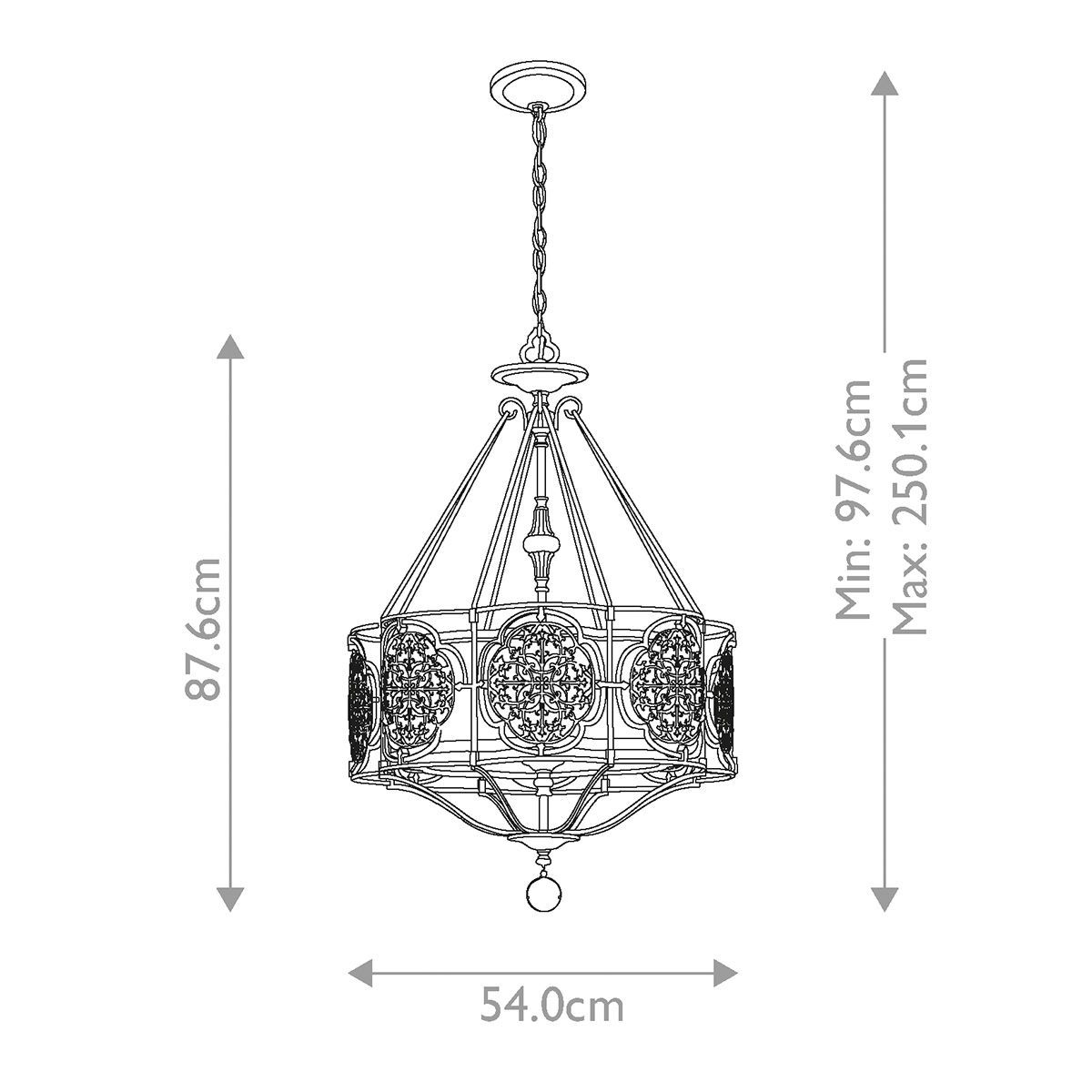 Oriental-Inspired Semi Flush Ceiling Chandelier with Fabric Shade and Bronze Finish