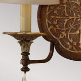 Bronze Filigree Twin Wall Sconce with Ornate Patterned Plate