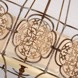 Prussian-Arabesque Oxidized Bronze Chandelier with Beige Fabric Shade