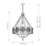 Prussian-Arabesque Oxidized Bronze Chandelier with Beige Fabric Shade
