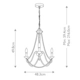 Maryville French Country 3-Light Chandelier in Weathered Washed Grey