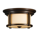 Heritage Bronze Flush Ceiling Light with Cream Etched Glass Shade