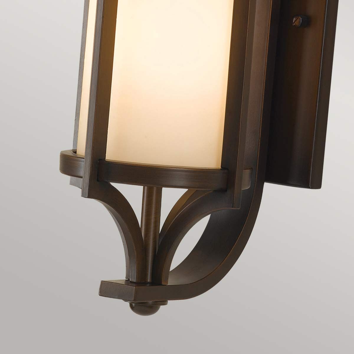 Bronze Geometric Wall Lantern with Cream Etched Tubular Glass Shade