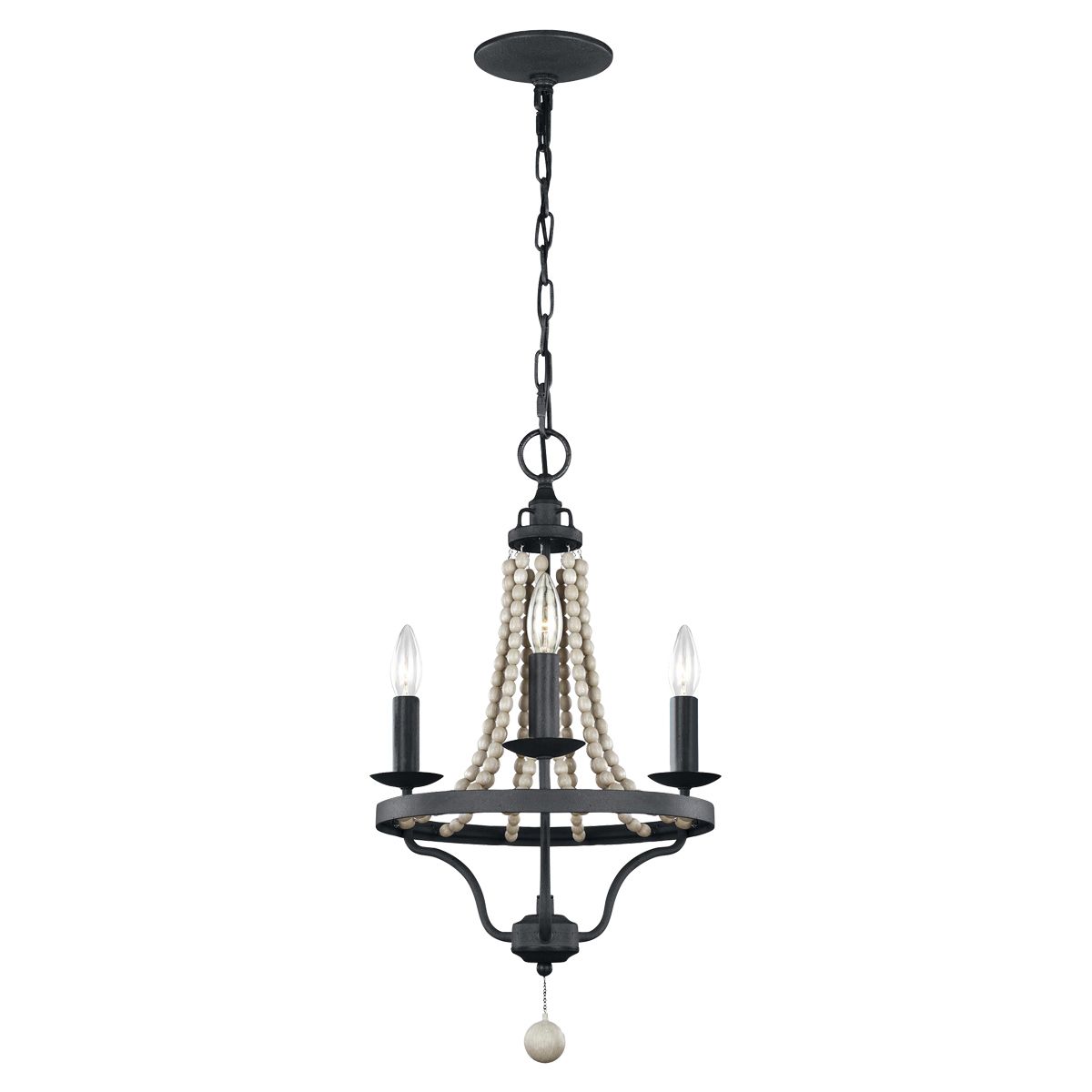 Nori 3 Light Transitional Chandelier with Driftwood Beads