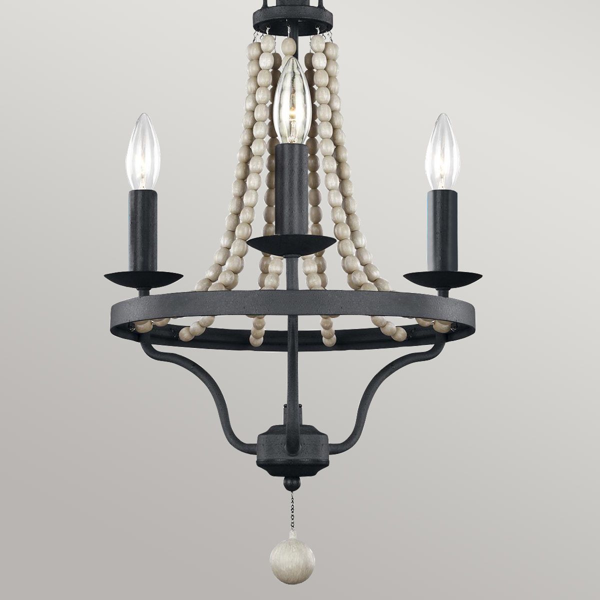 Nori 3 Light Transitional Chandelier with Driftwood Beads