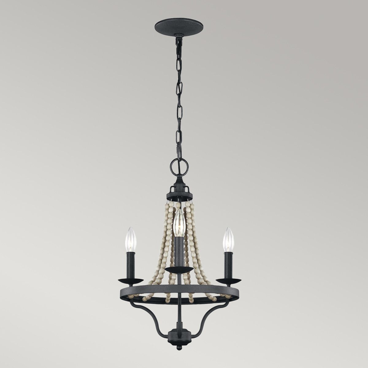 Nori 3 Light Transitional Chandelier with Driftwood Beads