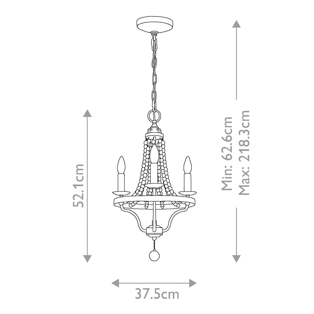 Nori 3 Light Transitional Chandelier with Driftwood Beads