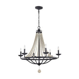 Modern Rustic 6-Light Chandelier in Driftwood and Zinc