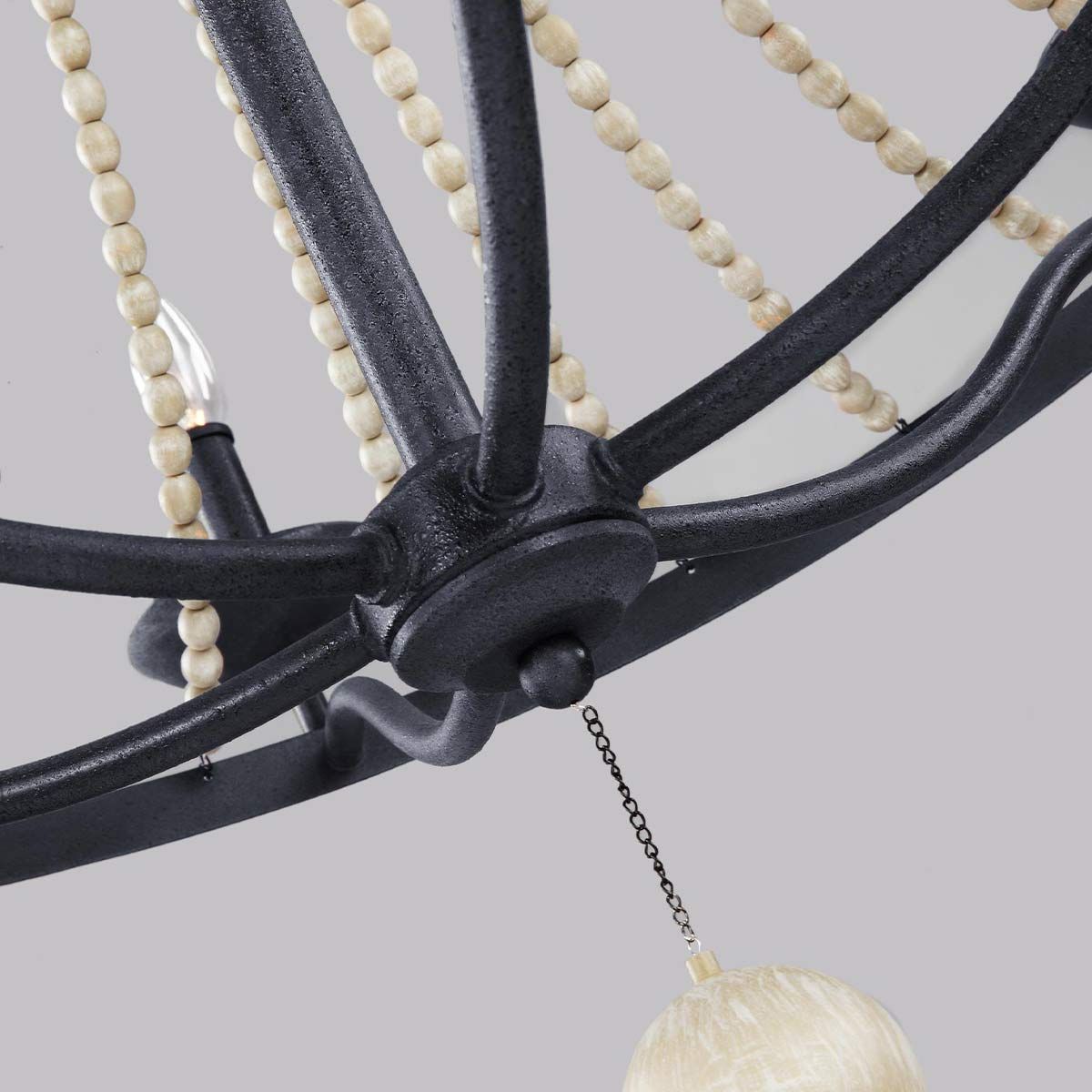 Modern Rustic 6-Light Chandelier in Driftwood and Zinc