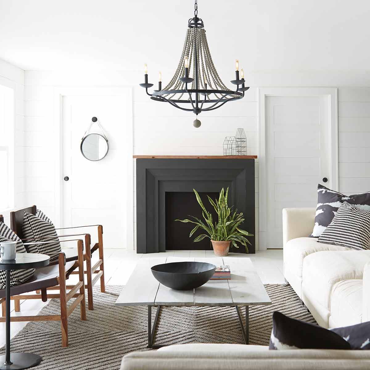 Modern Rustic 6-Light Chandelier in Driftwood and Zinc