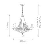 Modern Rustic 6-Light Chandelier in Driftwood and Zinc