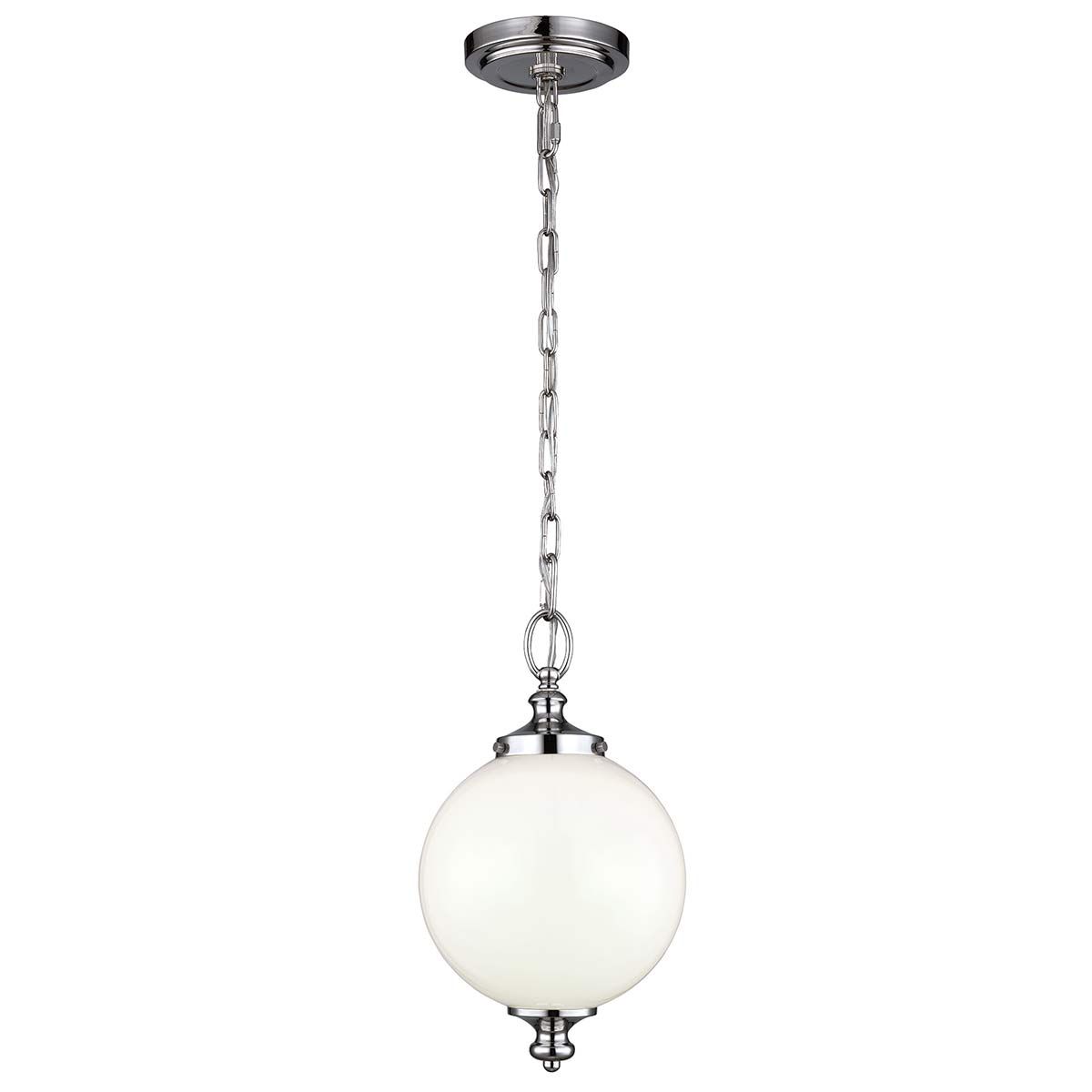 Polished Nickel & Frosted Pearl Glass Mini Pendant Light - Parkman Collection