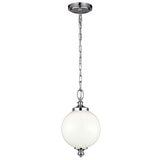 Polished Nickel & Frosted Pearl Glass Mini Pendant Light - Parkman Collection