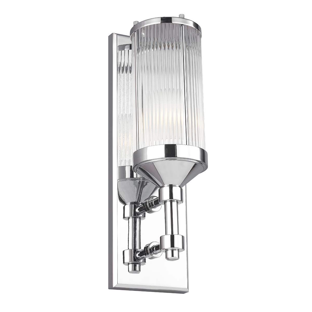 Paulson Vintage-Inspired Chrome Wall Light with Glass Tube Shade