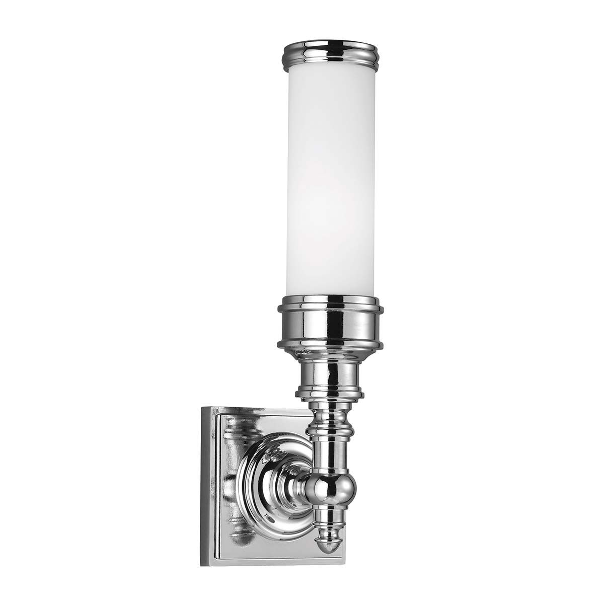 Nautical-Inspired Tubular Nickel Wall Sconce with Opal Glass Finish