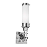 Nautical-Inspired Tubular Nickel Wall Sconce with Opal Glass Finish