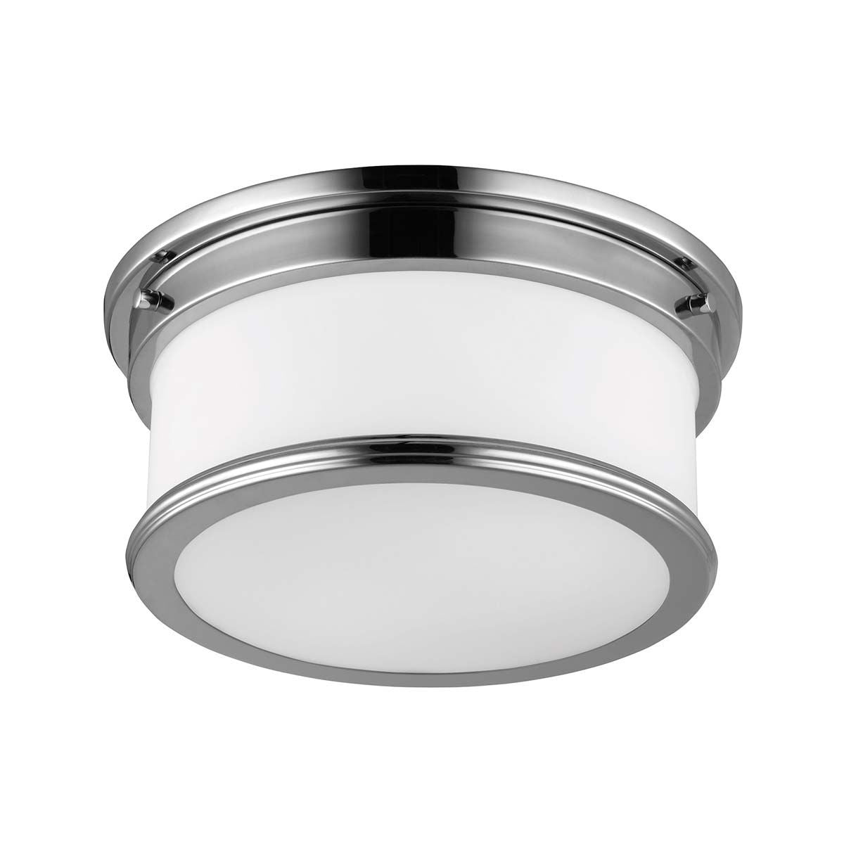 Contemporary Nickel Ceiling Light with Frosted Glass