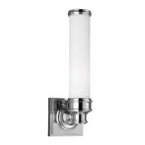 Modern Nickel Tubular Sconce with Opal Glass for Bathroom Walls & Ceilings