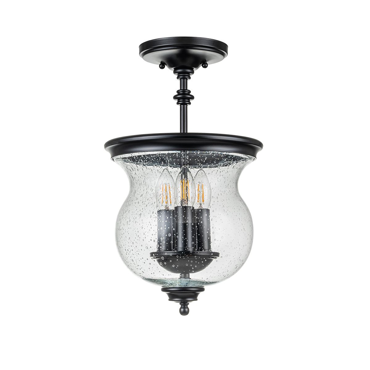 Pickering Lane 3lt Semi-Flush - Black Black