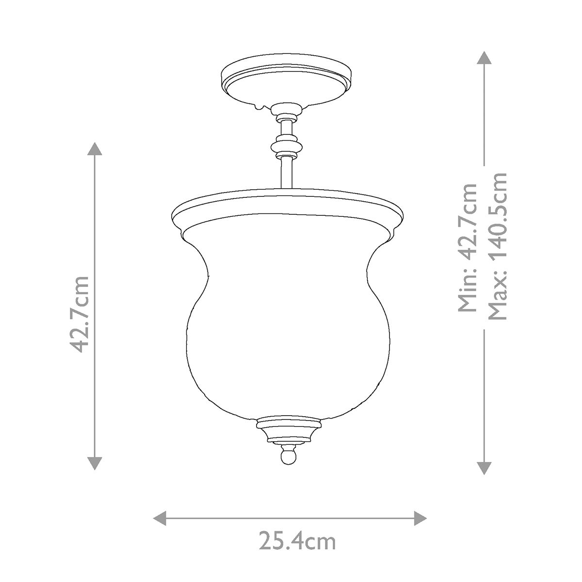 Pickering Lane 3lt Semi-Flush - Painted Natural Brass Painted Natural Brass