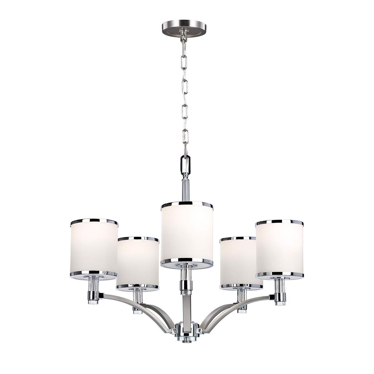 Elegant Prospect Park 5-Light Satin Nickel and Chrome Chandelier