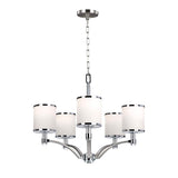 Elegant Prospect Park 5-Light Satin Nickel and Chrome Chandelier