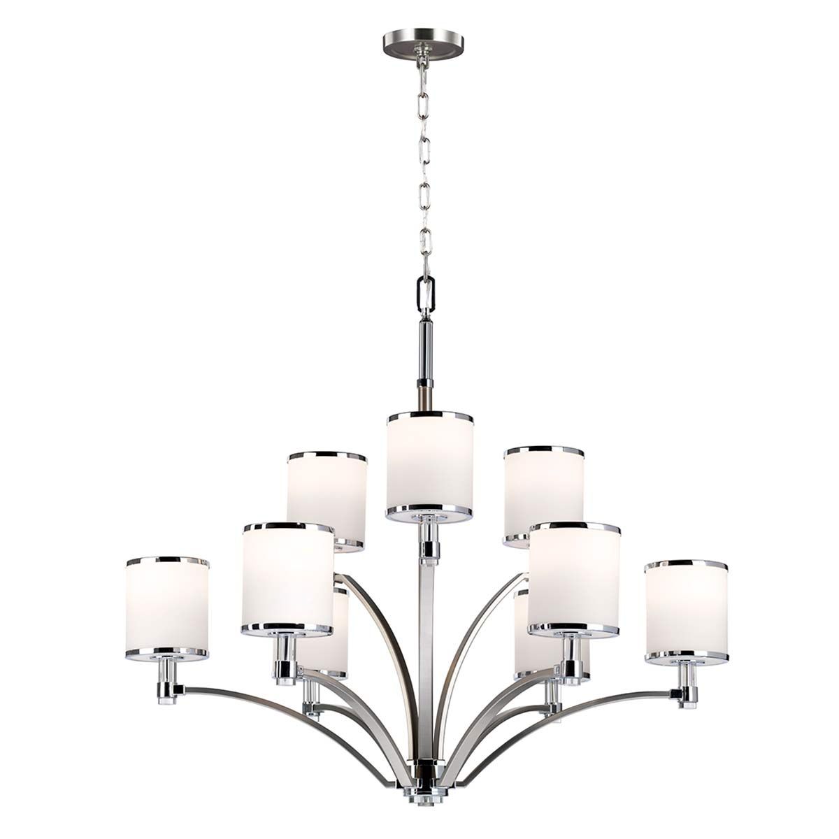 Prospect Park Luxe 9-Light Satin Nickel and Chrome Chandelier