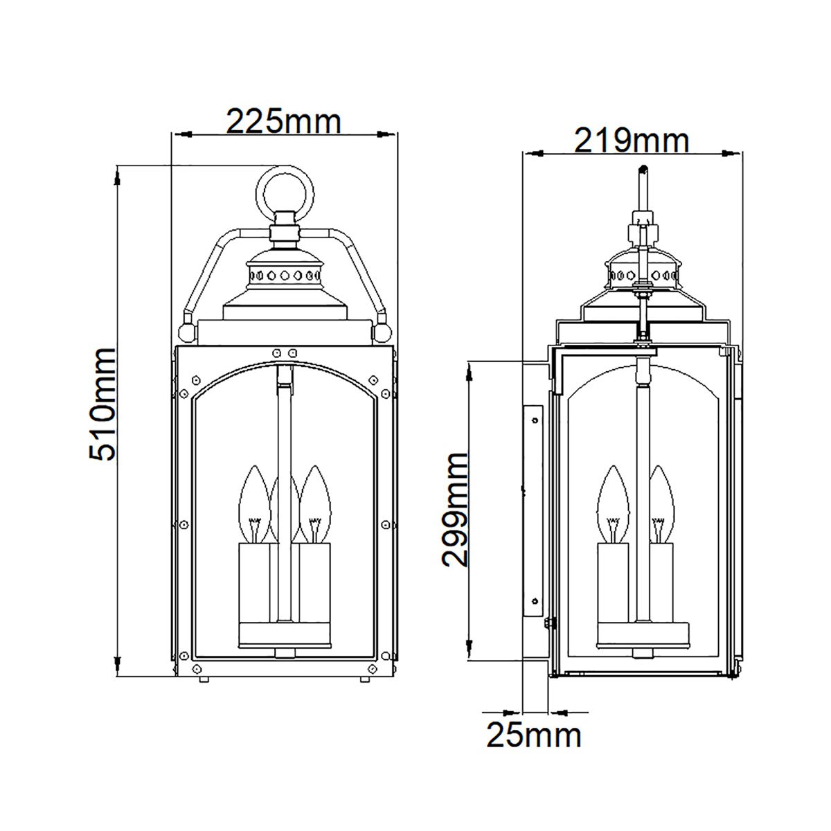 Randhurst 3-Light Premium Copper Oxide Wall Lantern