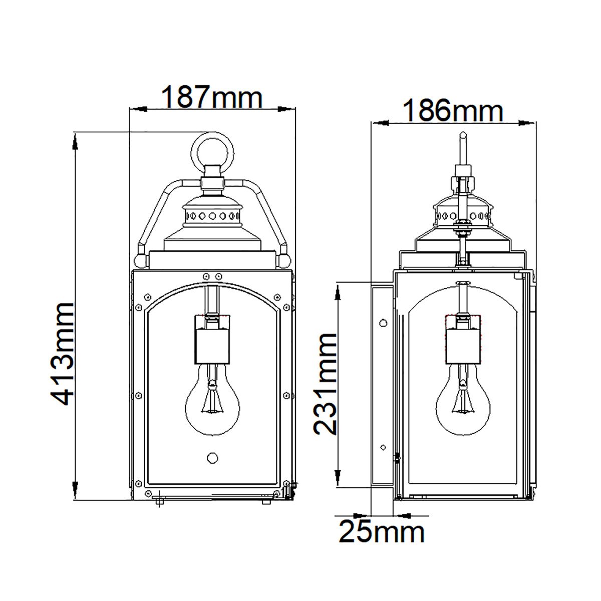 Randhurst Medium Exterior Wall Lantern in Copper Oxide Finish