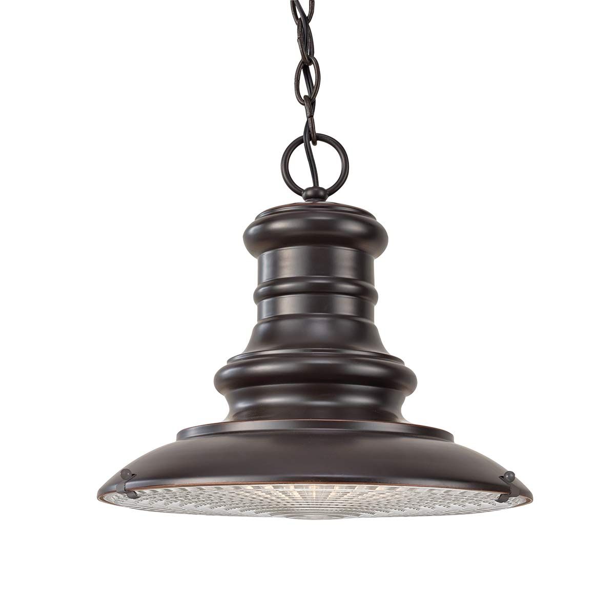 Classic Bronze Kitchen Island Lantern with Vintage Rippled Glass Diffuser, Small