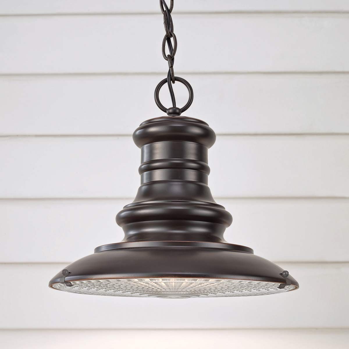 Classic Bronze Kitchen Island Lantern with Vintage Rippled Glass Diffuser, Small