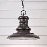 Classic Bronze Kitchen Island Lantern with Vintage Rippled Glass Diffuser, Small