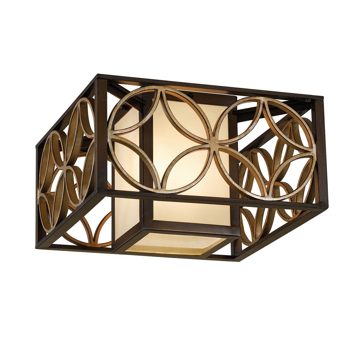 Elegant Bronze Cube Ceiling Light with Gold Accents